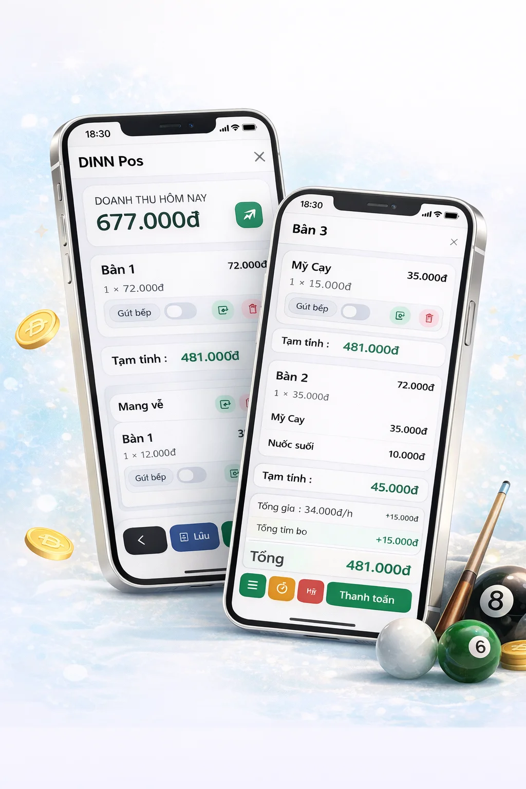 POS cafe trên điện thoại