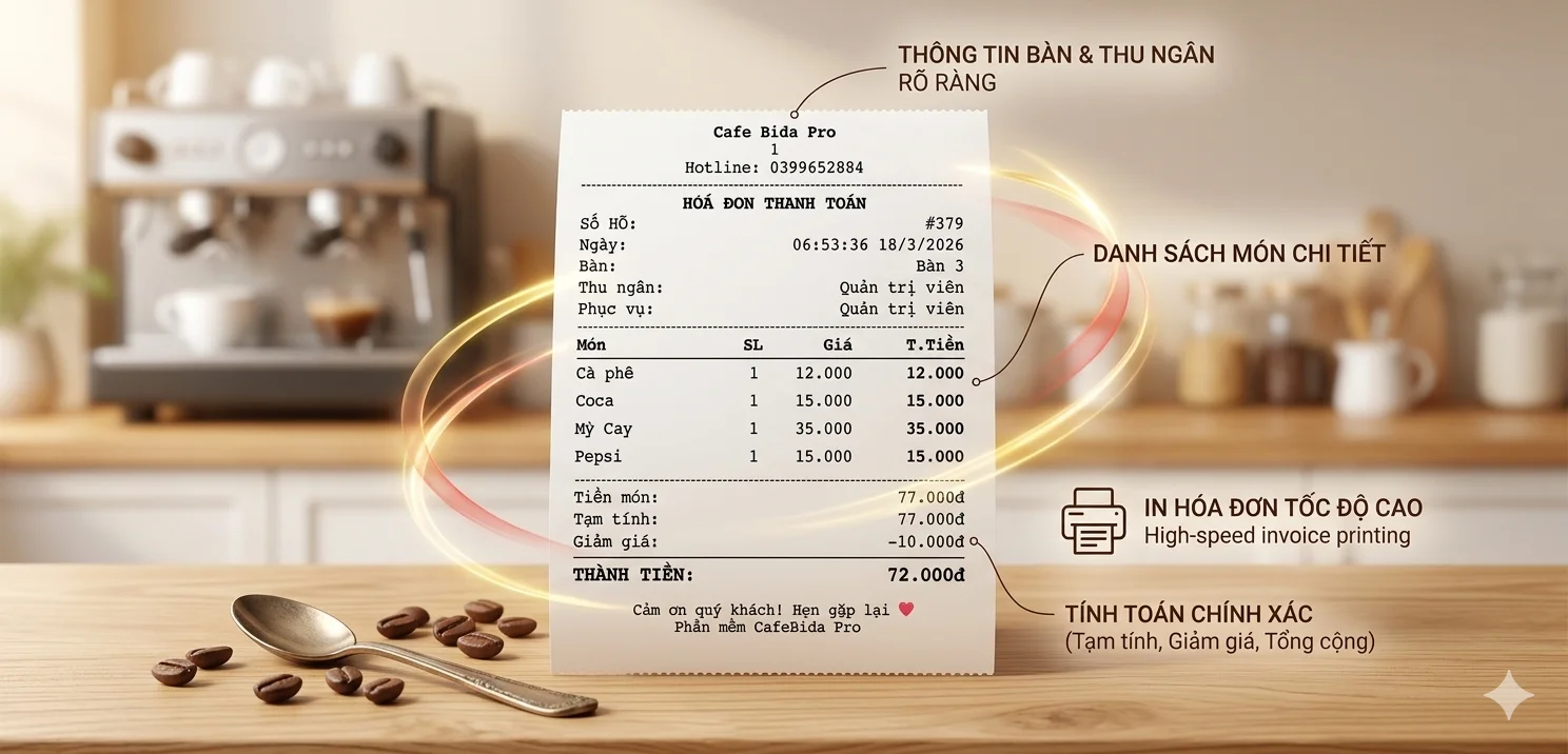 Hóa đơn in từ phần mềm quản lý bán hàng DINN POS